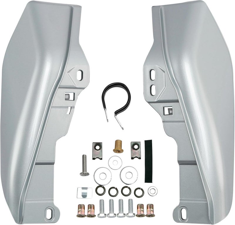 HR3 Custom Mid-Frame Air Deflectors Compatible with 2009-later Harley Road King Road Glide Street Glide Electra Glide Ultra Limited (White Flake Fade) (Style #2) - Image 1
